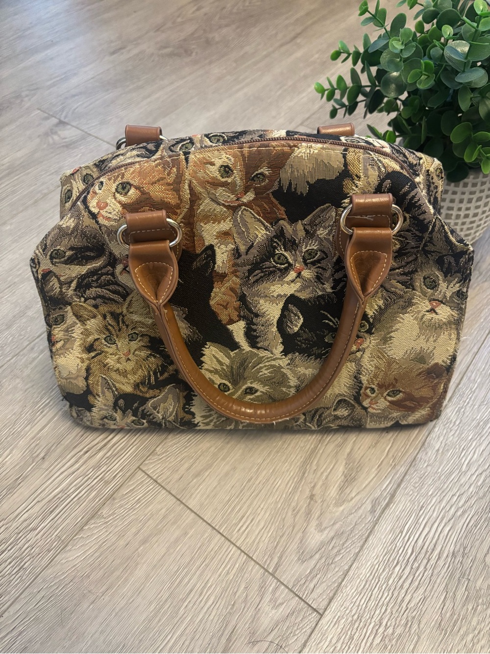 Vintage Kitty Cat Canvas Tote Cottagecore Grannycore